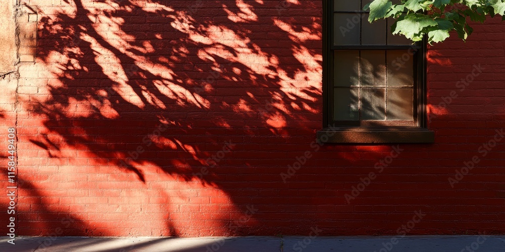 Aufkleber vibrant summer shadows cast dramatically against a red brick wall backdrop create a striking visual 