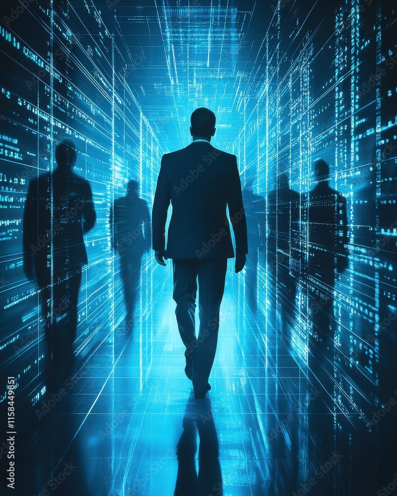Poster modern security protocols in action professional networking event digital environment futuristic vie