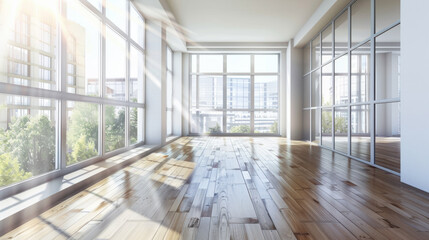 Fototapeta premium Spacious Modern Apartment with Large Windows