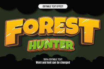 Forest hunter editable text effect 3d emboss cartoon