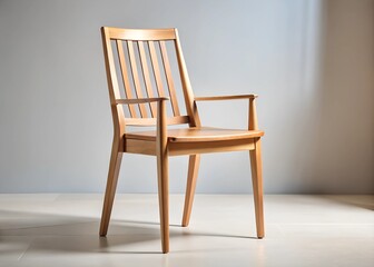 Elegant Wooden Chair Design with Simple Lines and Natural Finish on a Light Background