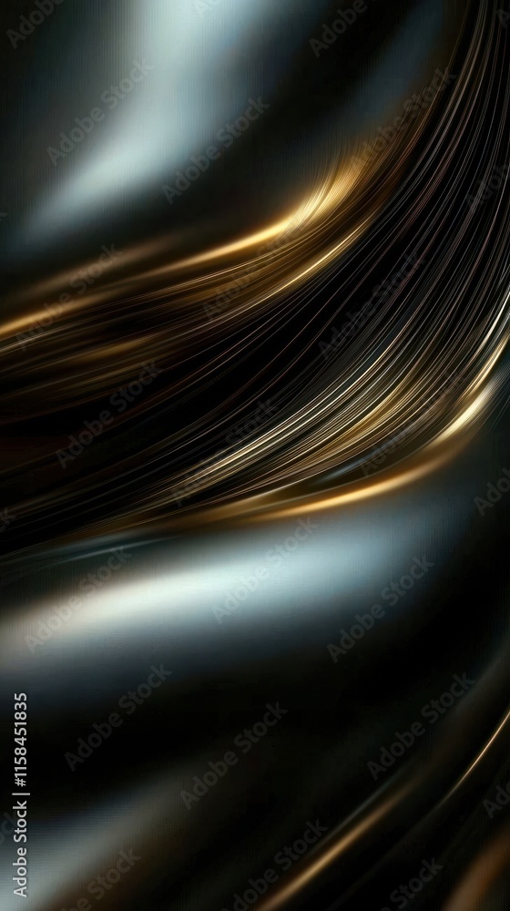 Poster dynamic overlapping lines and spheres blending gold abstract art display digital environment futuris