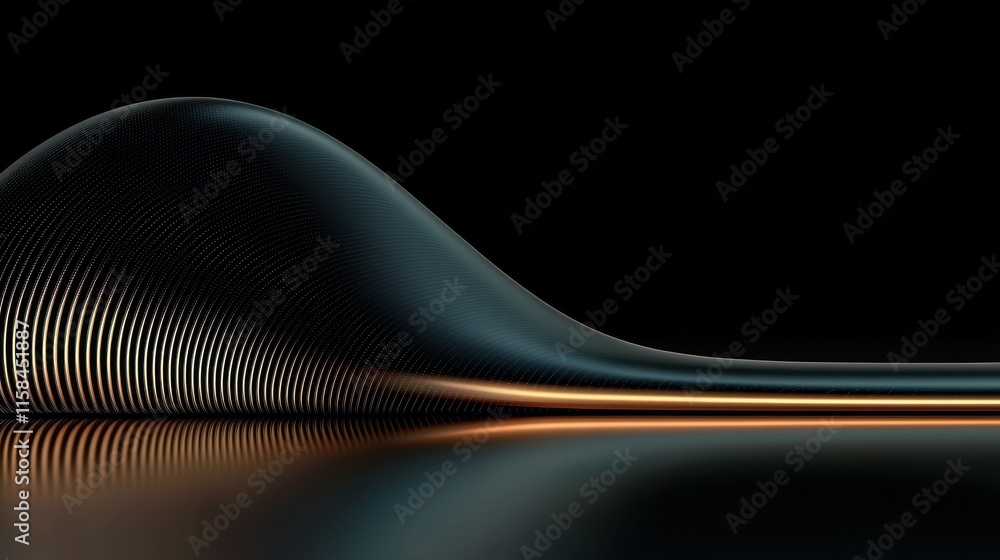 Poster dynamic merging of polished black forms digital art creation high-tech environment abstract perspect