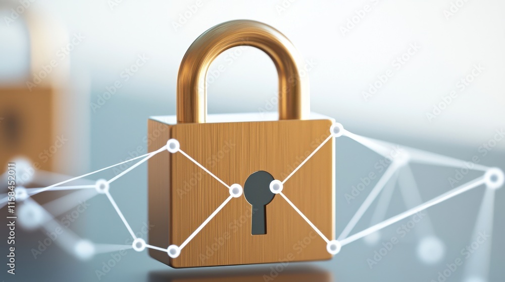 Aufkleber network security action digital space lock icon modern technology macro view connectivity concept
