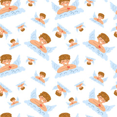 Romantic valentine pattern with love element on white background. Wrapping love design with amur with heart.