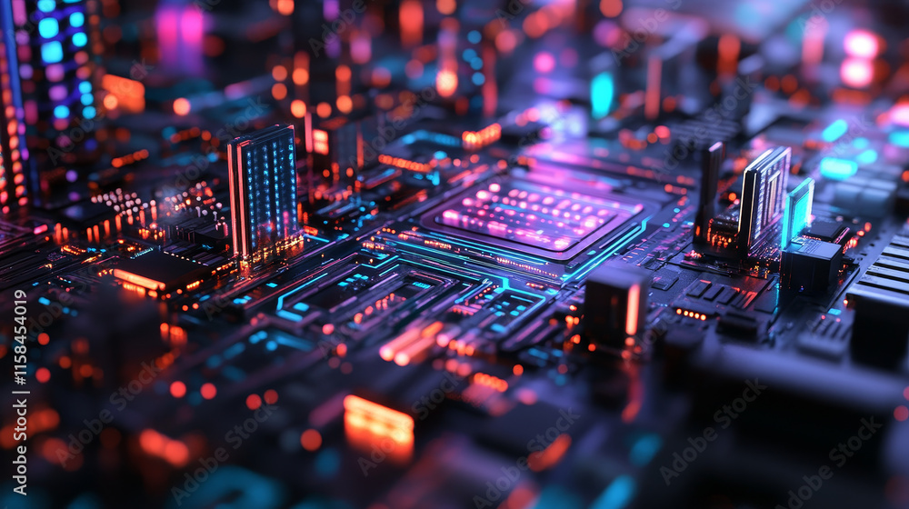 Poster abstract technology ai computing concept working data of artificial intelligence and futuristic digi