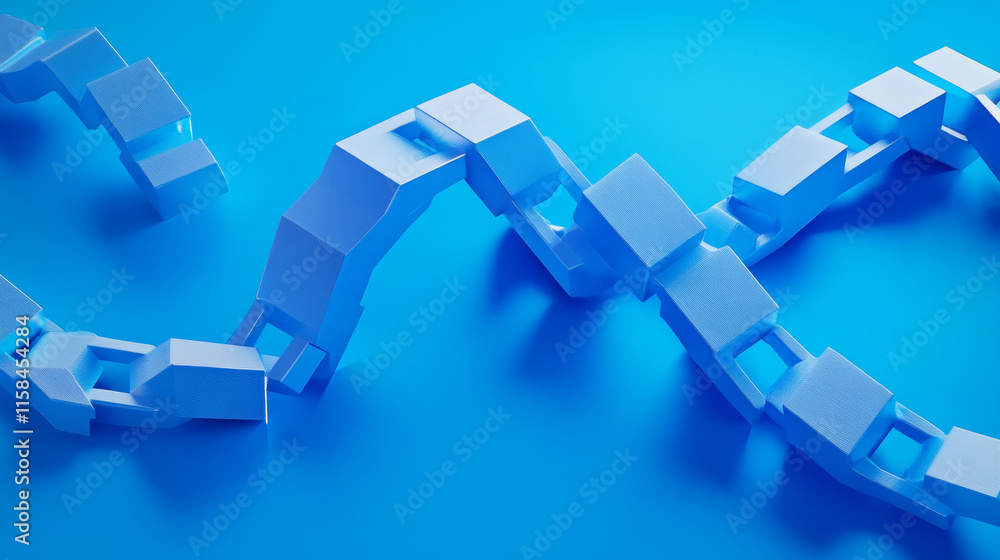 Poster abstract square block chain perspective on blue background digital futuristic modern hi-tech space
