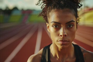 Female Athlete Poised for Track Competition