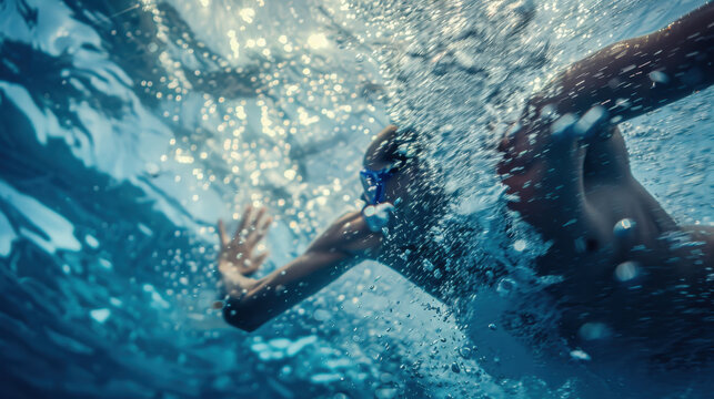 Dynamic Swimmer Engaged in Underwater Action