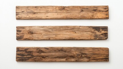 Obraz premium Old wooden banners on white background still life minimalist view