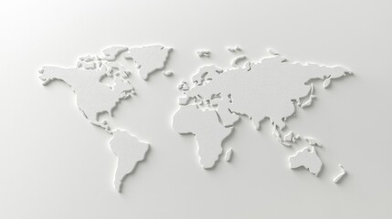 Obraz premium Textured white world map art for modern offices minimalist design