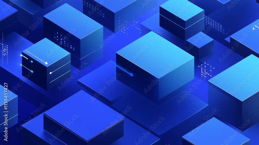 Poster abstract square big data perspective on blue background digital futuristic modern hi-tech space