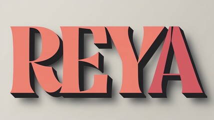 name Reya in bold orange and shadows on neutral background