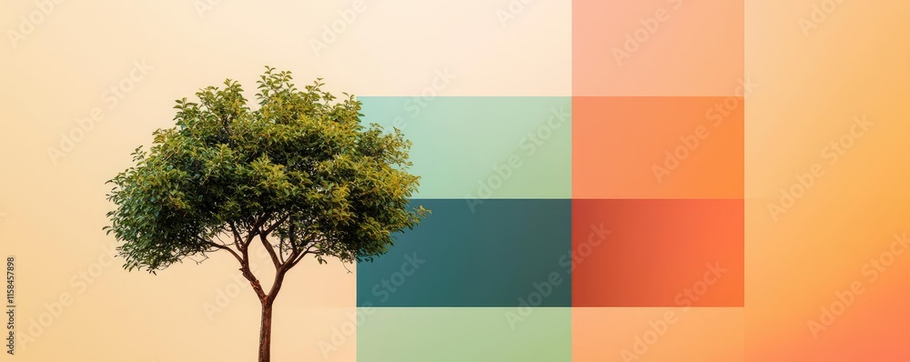 Aufkleber elder tree abstract background concept. a vibrant tree against a backdrop of colorful abstract shape