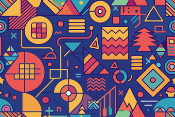 Modern abstract doodle seamless pattern combining fun and artistic hand-drawn styles.
