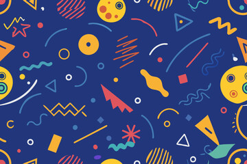 Naklejka premium Abstract seamless doodle pattern filled with hand-drawn artistic textures and shapes. 
