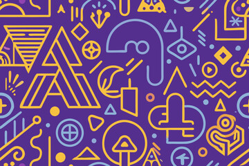 Abstract doodle seamless pattern with creative, fun, and artistic hand-drawn designs.
