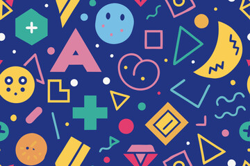 Hand-drawn doodles seamless pattern featuring abstract shapes and intricate details.
