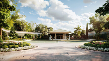 Elegant Entrance to a Prestigious Tennis Court