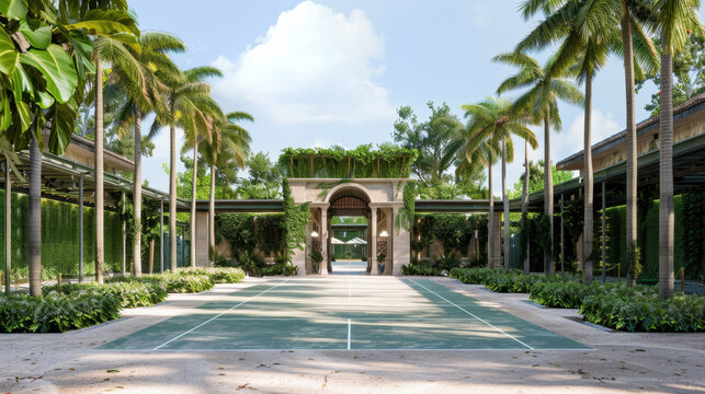 Elegant Entrance to a Prestigious Tennis Court