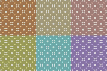 Set of abstract seamless patterns with flowers ornaments.