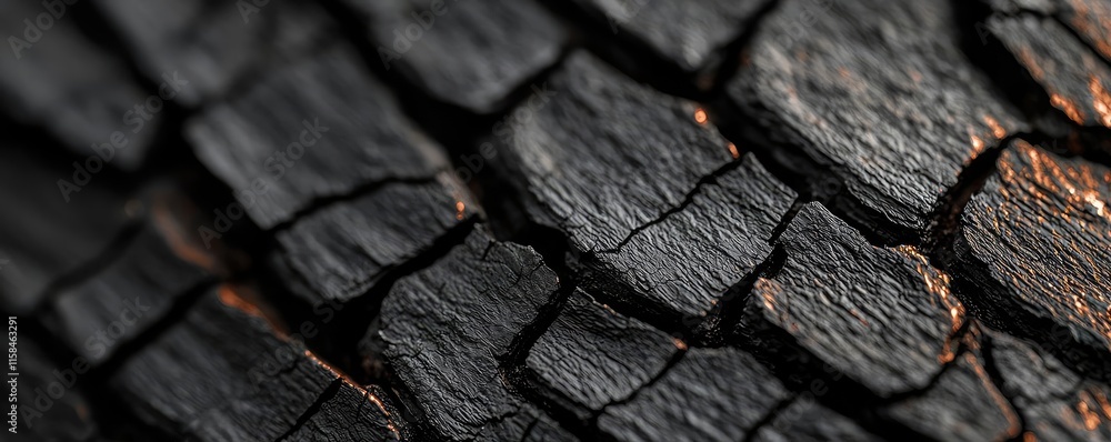 Poster ebony tree abstract background concept. close-up view of charred wood showcasing intricate textures 