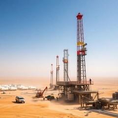 a drilling rig in the middle of the desert