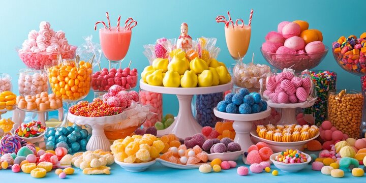 Communion figure takes center stage on a colorful candy table, beautifully decorated with a variety of sweets. Perfect for celebrations, this candy table enhances communions and birthdays with