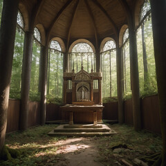 Synagogen - Alte Synagoge im Wald als stiller Zeuge der Vergangenheit - obrazy, fototapety, plakaty