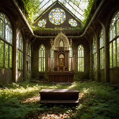 Synagogen - Verlassenes Gebäude im Wald mit Synagogenarchitektur - obrazy, fototapety, plakaty