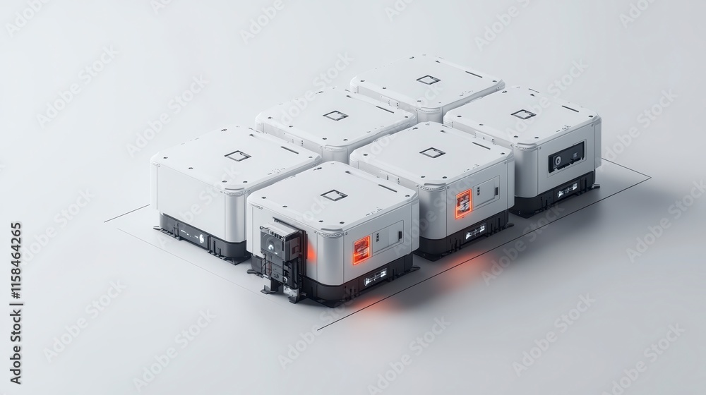 Aufkleber a modern assembly of modular containers, showcasing sleek design and illuminated features in a minim