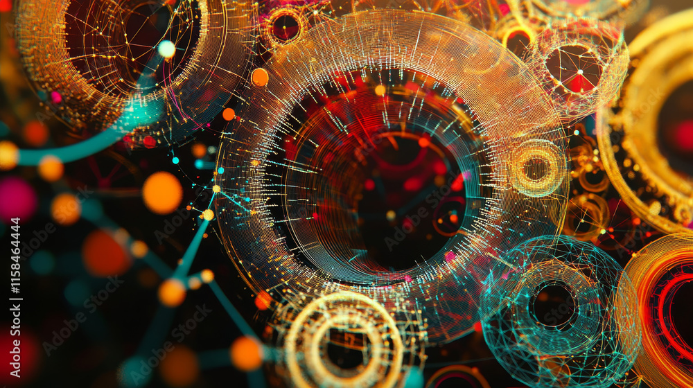 Aufkleber abstract digital circle internet connection online concept circle polygon connected background blue 