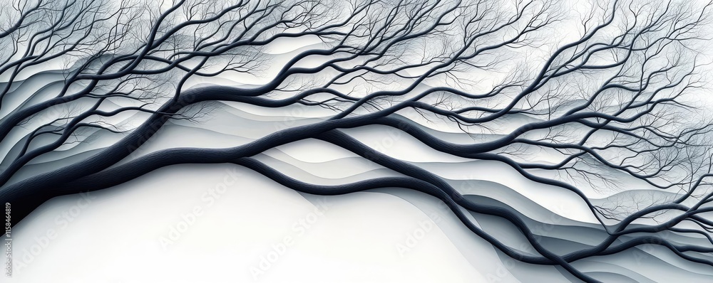 Poster ebony tree abstract background concept. abstract depiction of tree branches in a minimalist design w