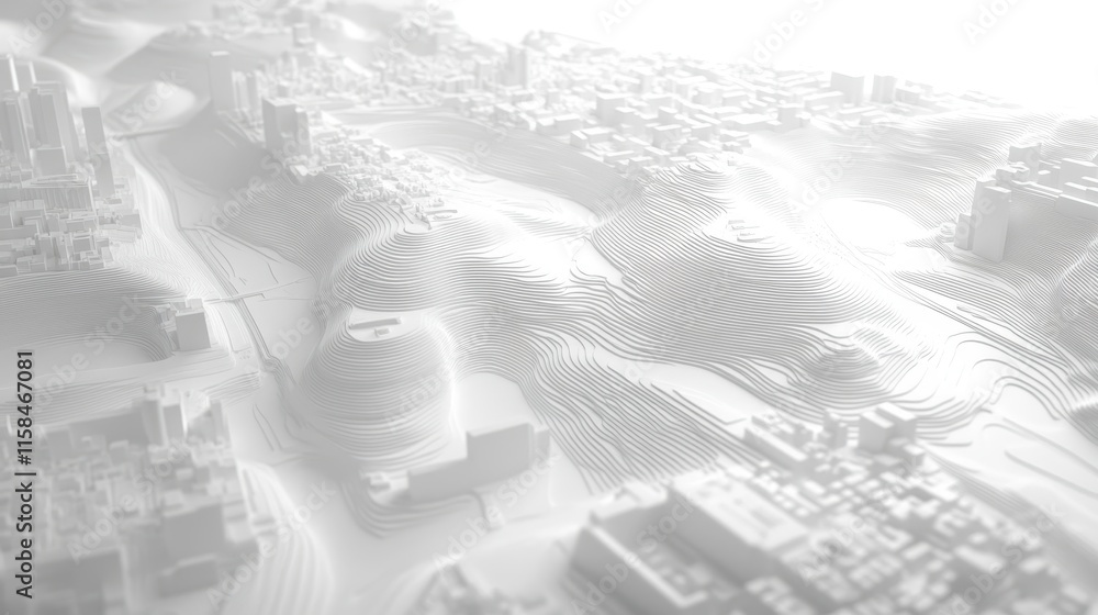 Poster a monochromatic, abstract landscape showcases undulating forms, creating a sense of depth and textur