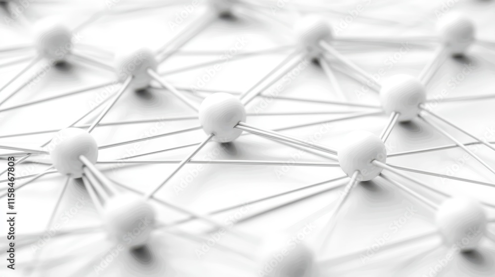 Poster a close-up image of interconnected white nodes and lines, representing a network or system structure