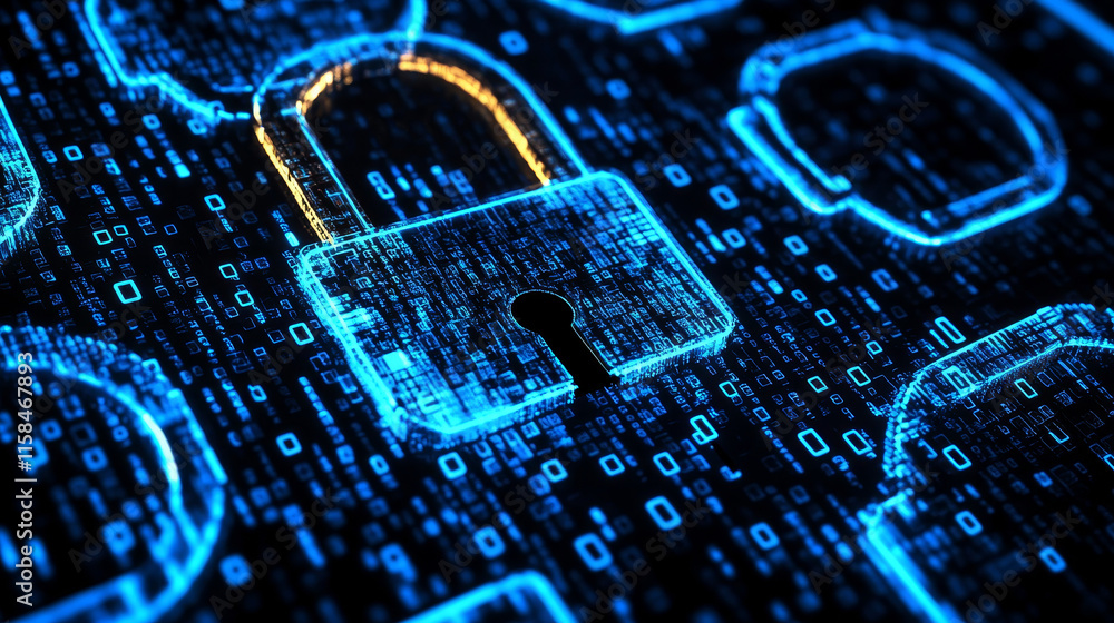 Poster abstract template cyber security fingerprint circle digital connection and communication futuristic 