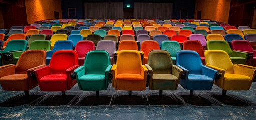 Fototapeta premium Rows of colorful chairs