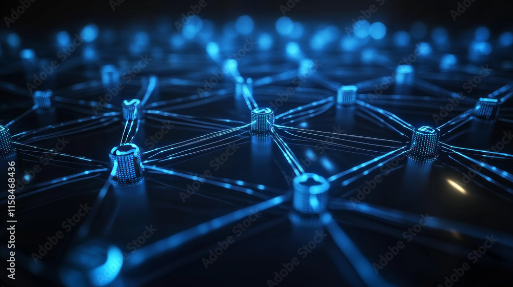 Poster abstract circle digital circuit concept light circle network connection blue digital copy space for 