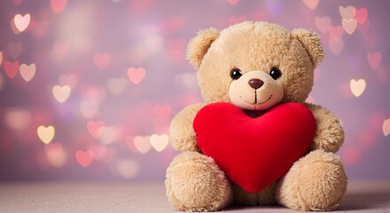 Teddy Bear with Heart, Valentine's Day Background