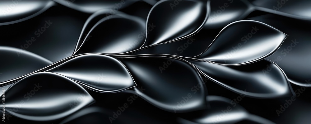 Poster ebony tree abstract background concept. stylish abstract black leaves creating a smooth, flowing tex