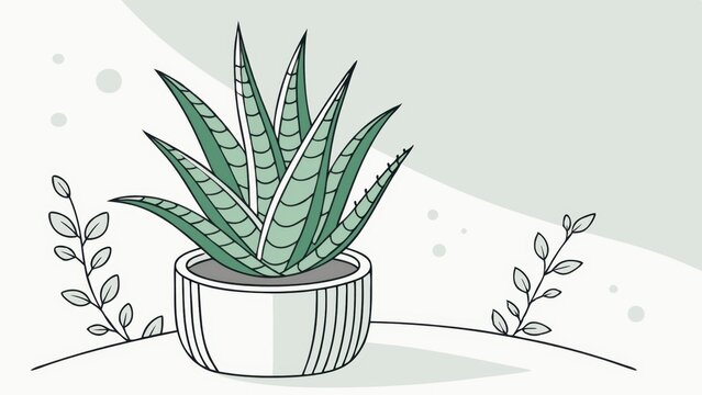 green aloe vera plant in white pot clip art preview