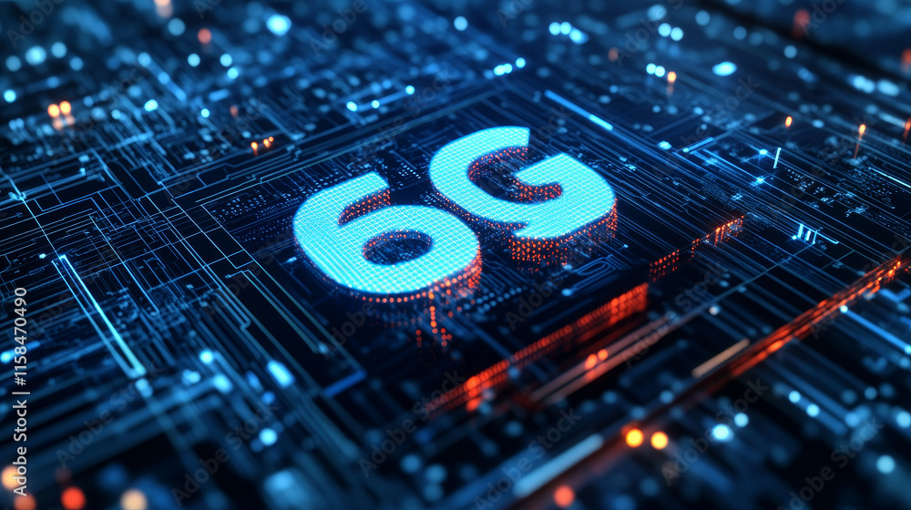 Poster abstract technology circle digital futuristic concept 6g sixth generation wireless communication tec