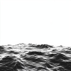 A serene view of dark ocean waves contrasting against a bright, minimalistic sky.