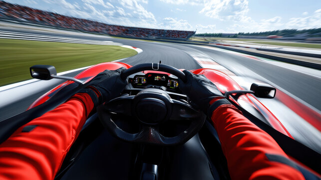 High-speed racing action sports track video game dynamic environment driver's perspective