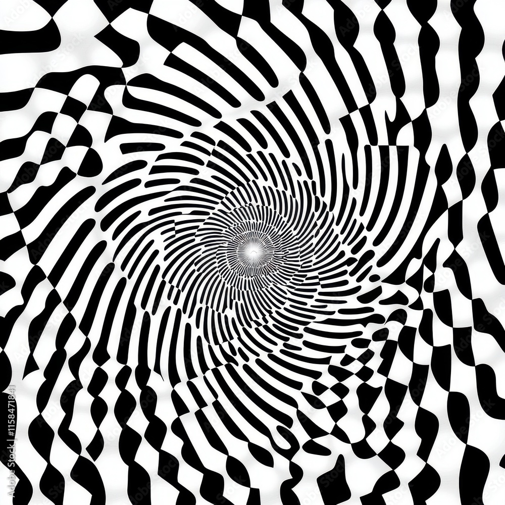Aufkleber abstract black and white spiral pattern creating a mesmerizing optical illusion.
