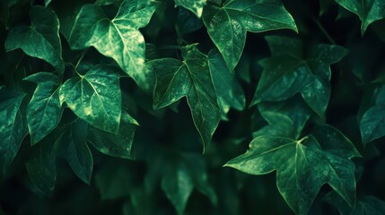 Lush green ivy leaves create a dense, textured background. Perfect for nature, eco, or botanical designs needing a vibrant, natural feel.