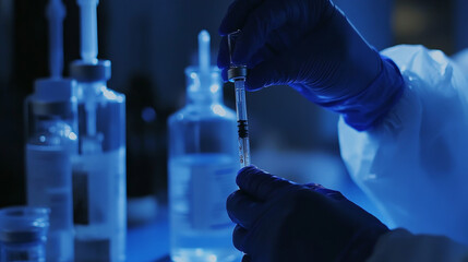 Abstract The COVID-19 vaccine consists of a needle for injecting a vial, a hand wireframe, a vaccine concept produced using modern technology. Prevent coronavirus disease