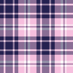 plaid tartan seamless repeat pattern. This is a pink navy blue white checkered plaid vector illustration. Design for decorative,wallpaper,shirts,clothing,tablecloths,wrapping,textile,fabric,texture
