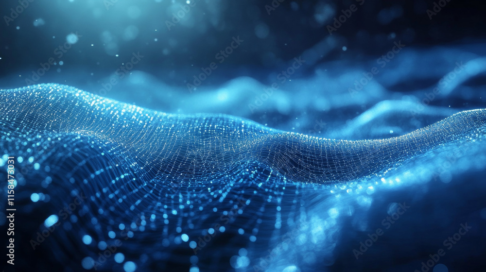 Poster blue abstract image that is futuristic with finger prints and digital wireframe concept. theft detec
