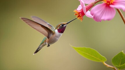 Naklejka premium hummingbird feeding on flower